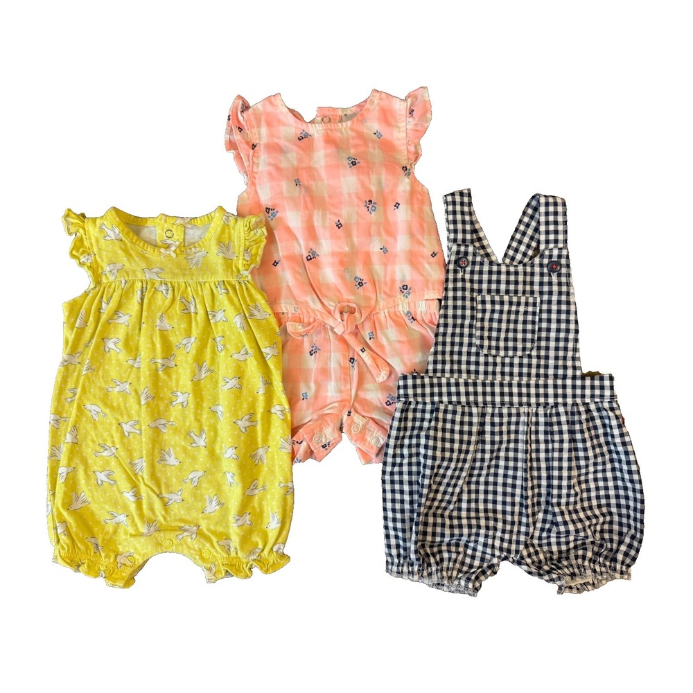 Carter's Baby Girl Clothes Lot Rompers 3 Months Outfits Summer Shorts Overalls